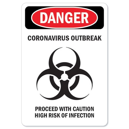 SIGNMISSION OSHA Sign, Danger Corona Outbreak, 5in X 3.5in Decal, 10PK, 5" W, 3.5" H, Danger Corona Outbreak OS-NS-D-35-25570-10PK